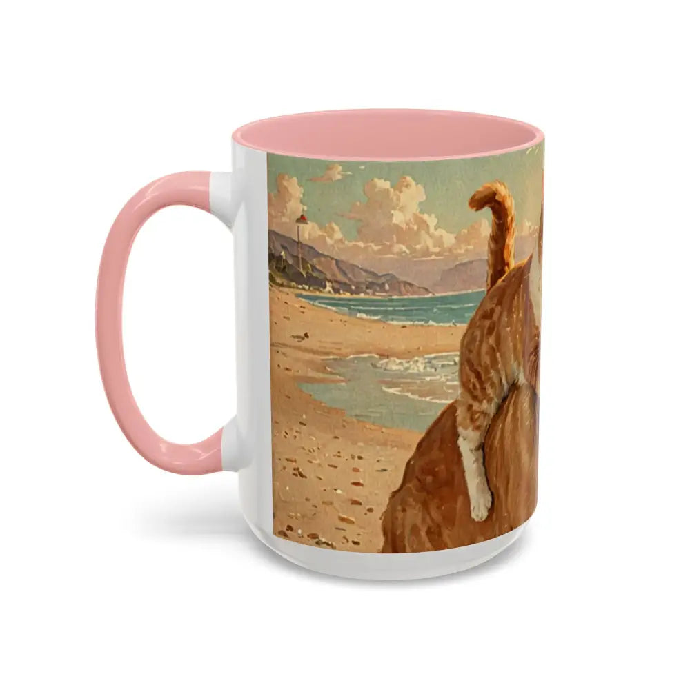 Whimsical Pet Lover’s Coffee Mug Cat and Dog Mug Gift for Animal Lovers Cute Coffee Cup Beach Vibes Mug Funny Pet Gift