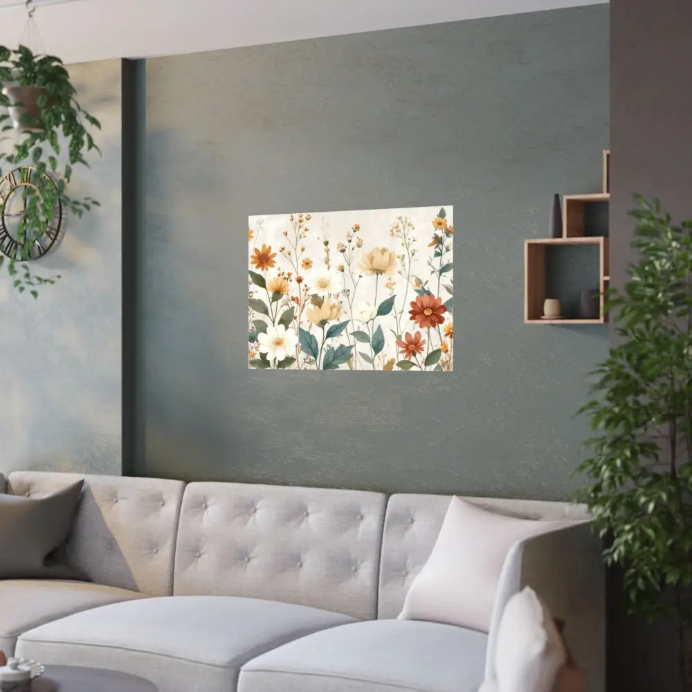 Wildflower Harmony: Botanical Watercolor Illustration Late Summer Floral Composition Poster Poster
