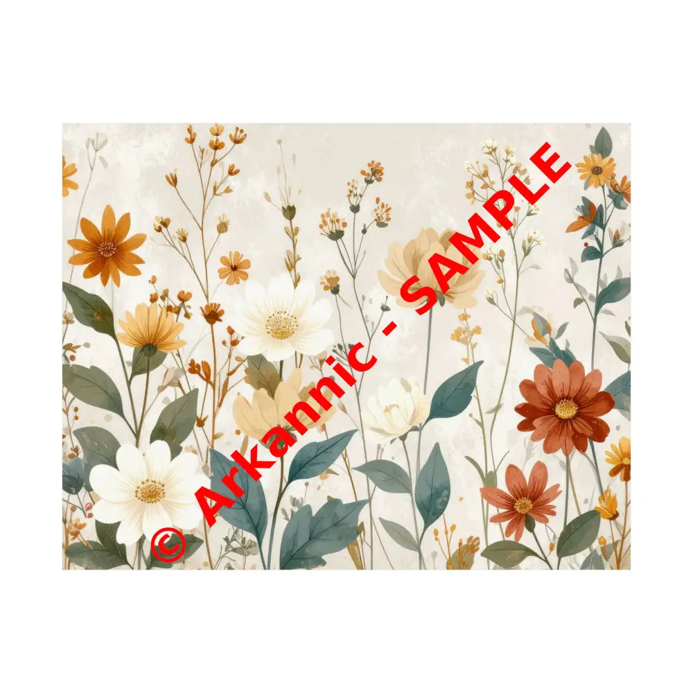 Wildflower Harmony: Botanical Watercolor Illustration Late Summer Floral Composition Poster 14″ x 11″ Poster