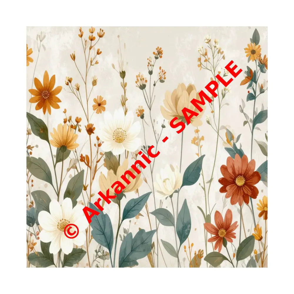 Wildflower Harmony: Botanical Watercolor Illustration Late Summer Floral Composition Poster 14’’ x 14’’ Poster