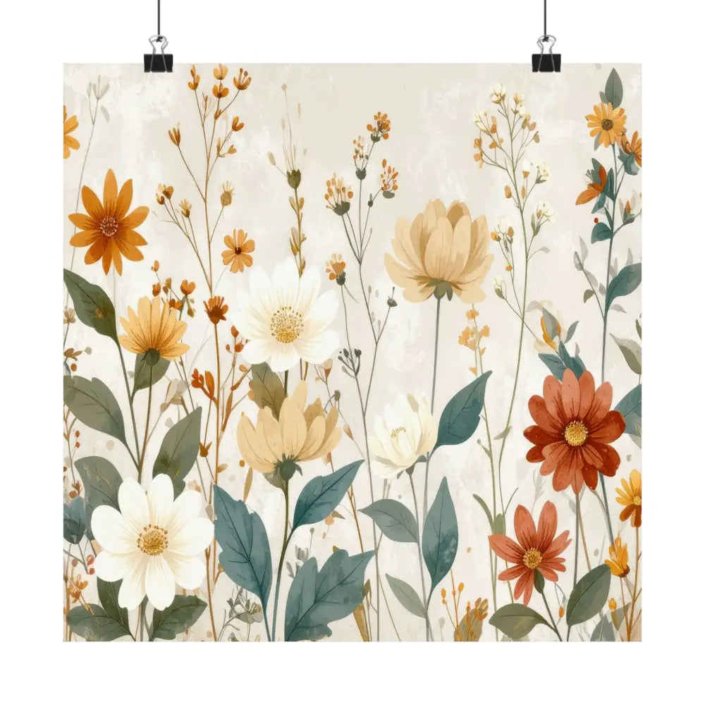 Wildflower Harmony: Botanical Watercolor Illustration Late Summer Floral Composition Poster Poster