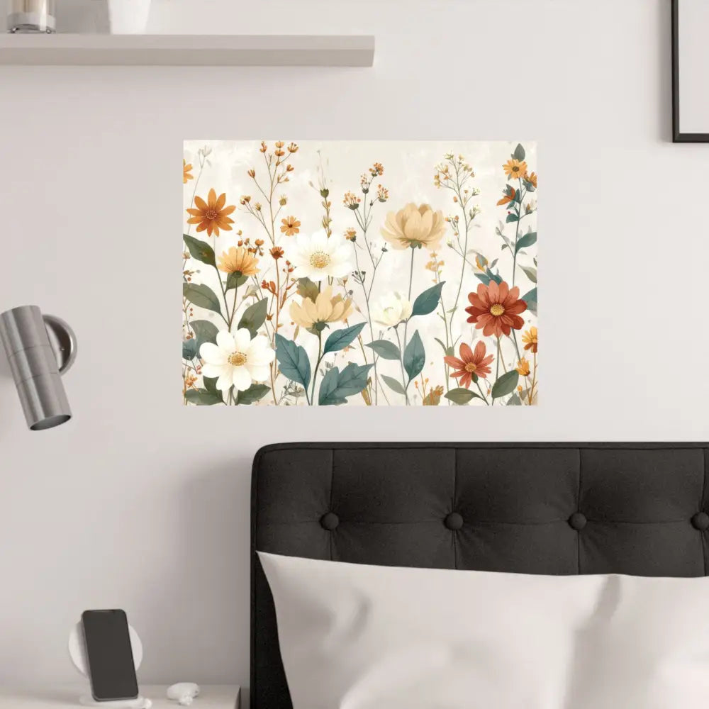 Wildflower Harmony: Botanical Watercolor Illustration Late Summer Floral Composition Poster Poster