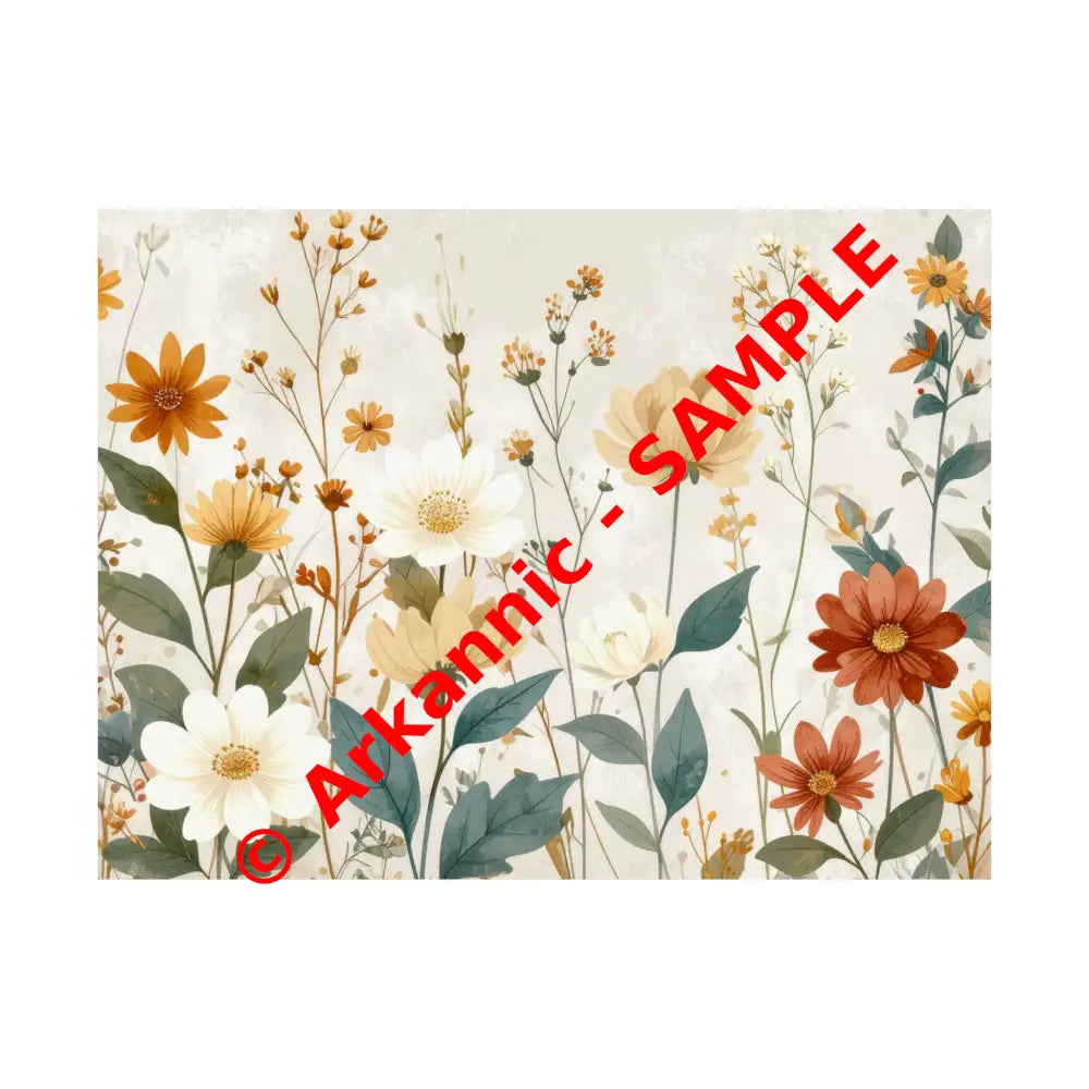 Wildflower Harmony: Botanical Watercolor Illustration Late Summer Floral Composition Poster 24″ x 18″ Poster