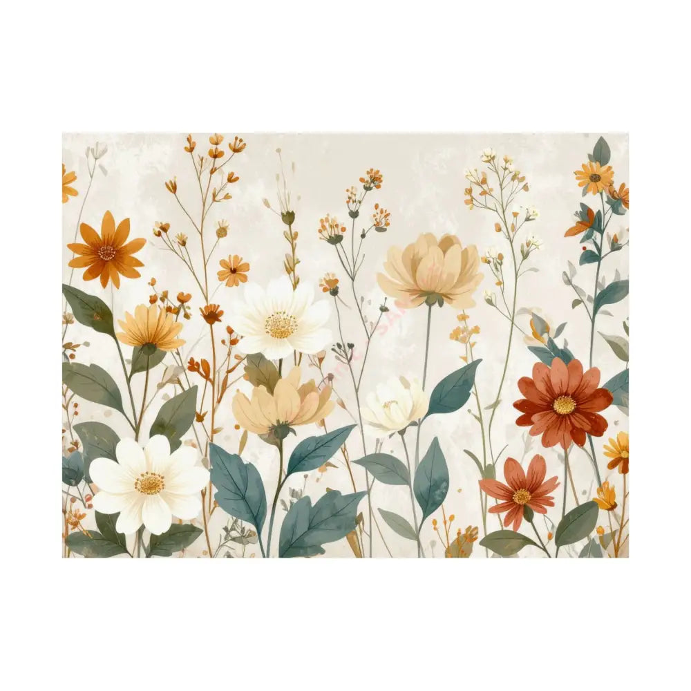 Wildflower Harmony: Botanical Watercolor Illustration Late Summer Floral Composition Poster 24″ x 18″ Poster