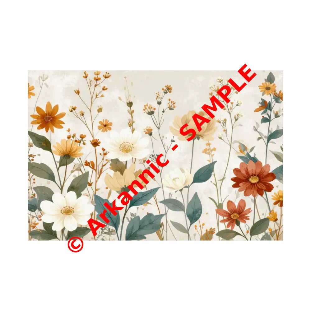 Wildflower Harmony: Botanical Watercolor Illustration Late Summer Floral Composition Poster 30″ x 20″ Poster