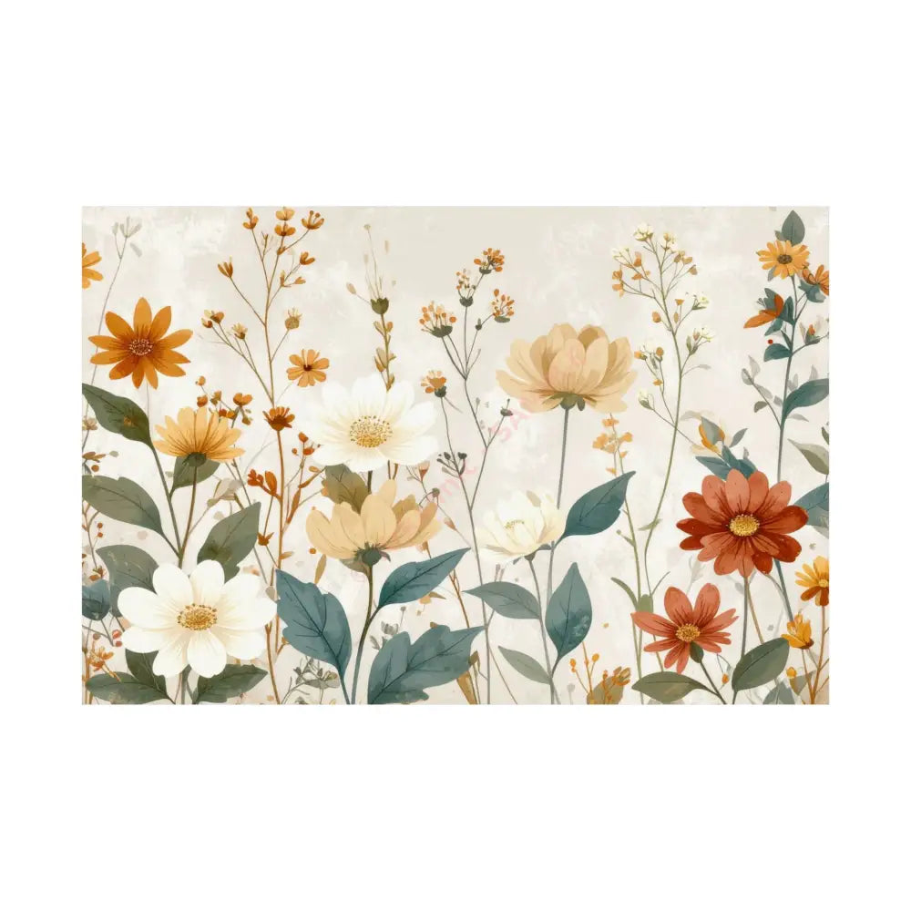 Wildflower Harmony: Botanical Watercolor Illustration Late Summer Floral Composition Poster 36″ x 24″ Poster