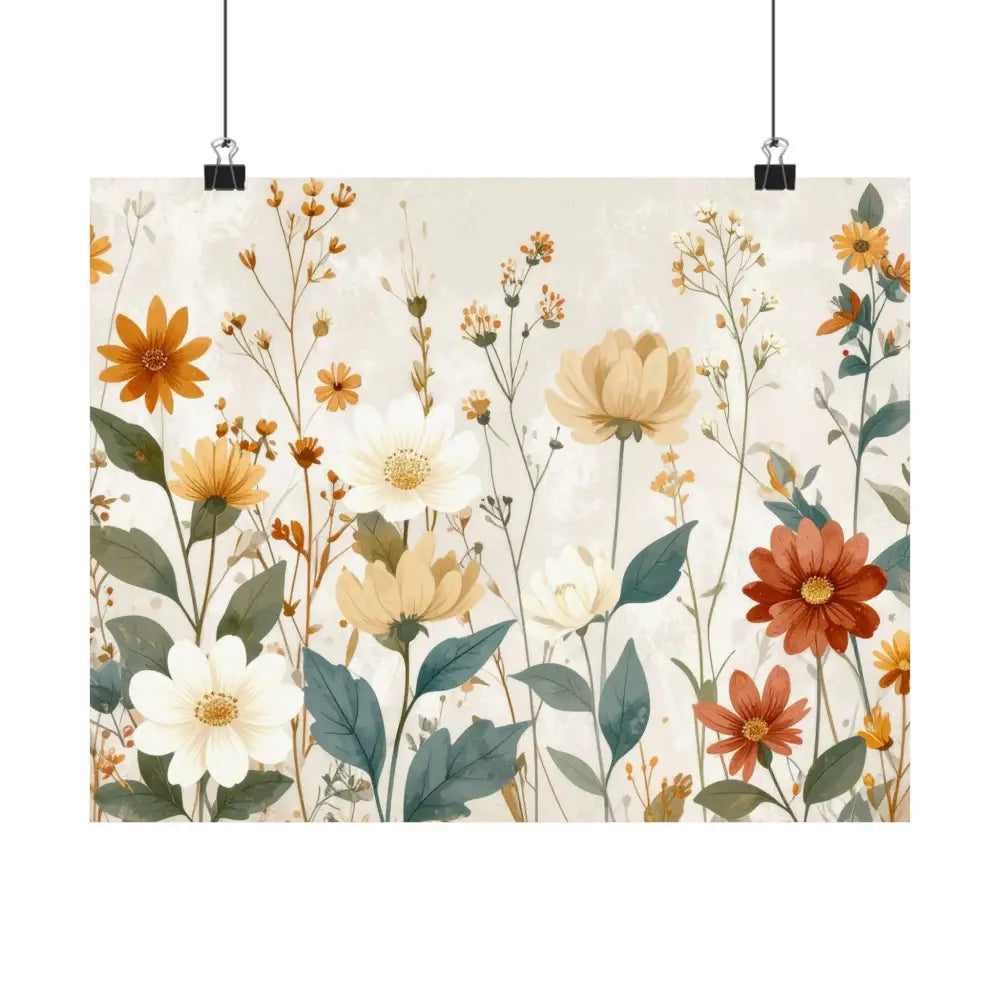 Wildflower Harmony: Botanical Watercolor Illustration Late Summer Floral Composition Poster Poster