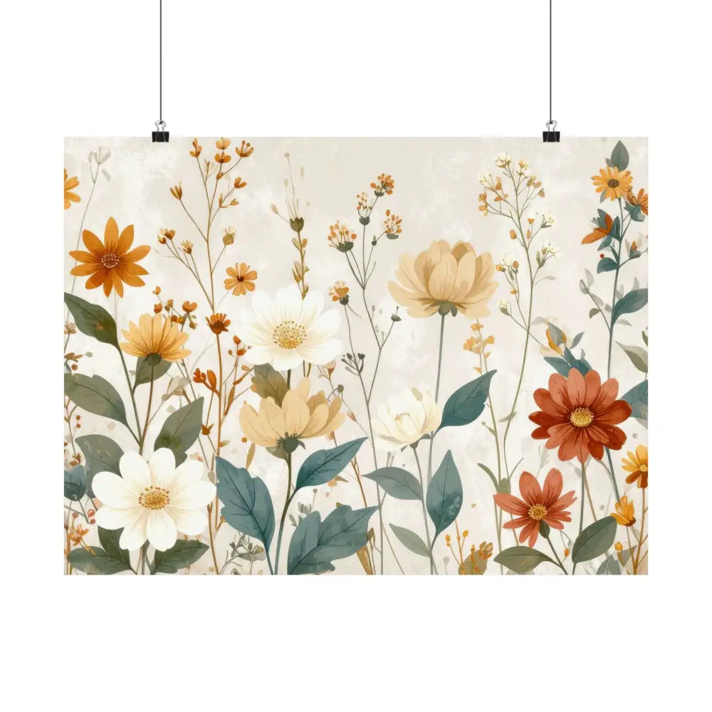 Wildflower Harmony: Botanical Watercolor Illustration Late Summer Floral Composition Poster Poster
