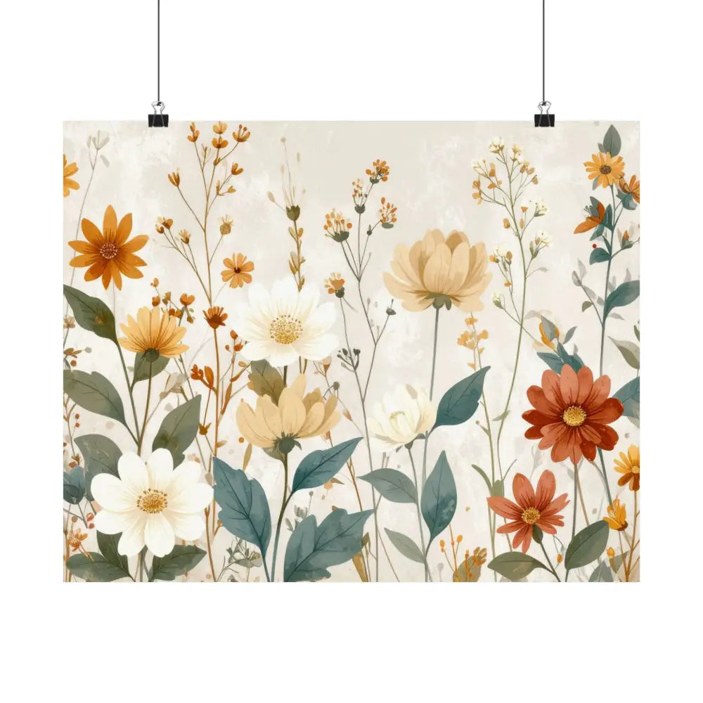 Wildflower Harmony: Botanical Watercolor Illustration Late Summer Floral Composition Poster Poster