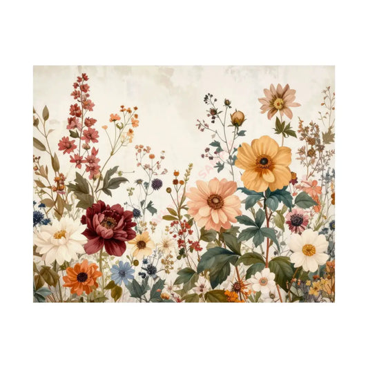 Wildflower Symphony: Autumn Botanical Illustration Vintage Watercolor Meadow Poster 14″ x 11″ Poster