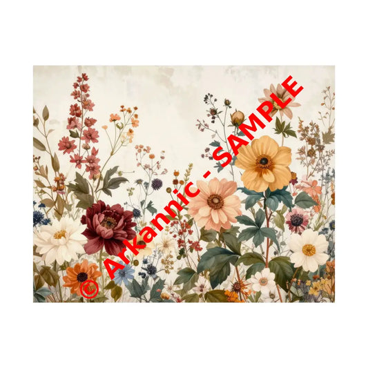 Wildflower Symphony: Autumn Botanical Illustration Vintage Watercolor Meadow Poster 14″ x 11″ Poster