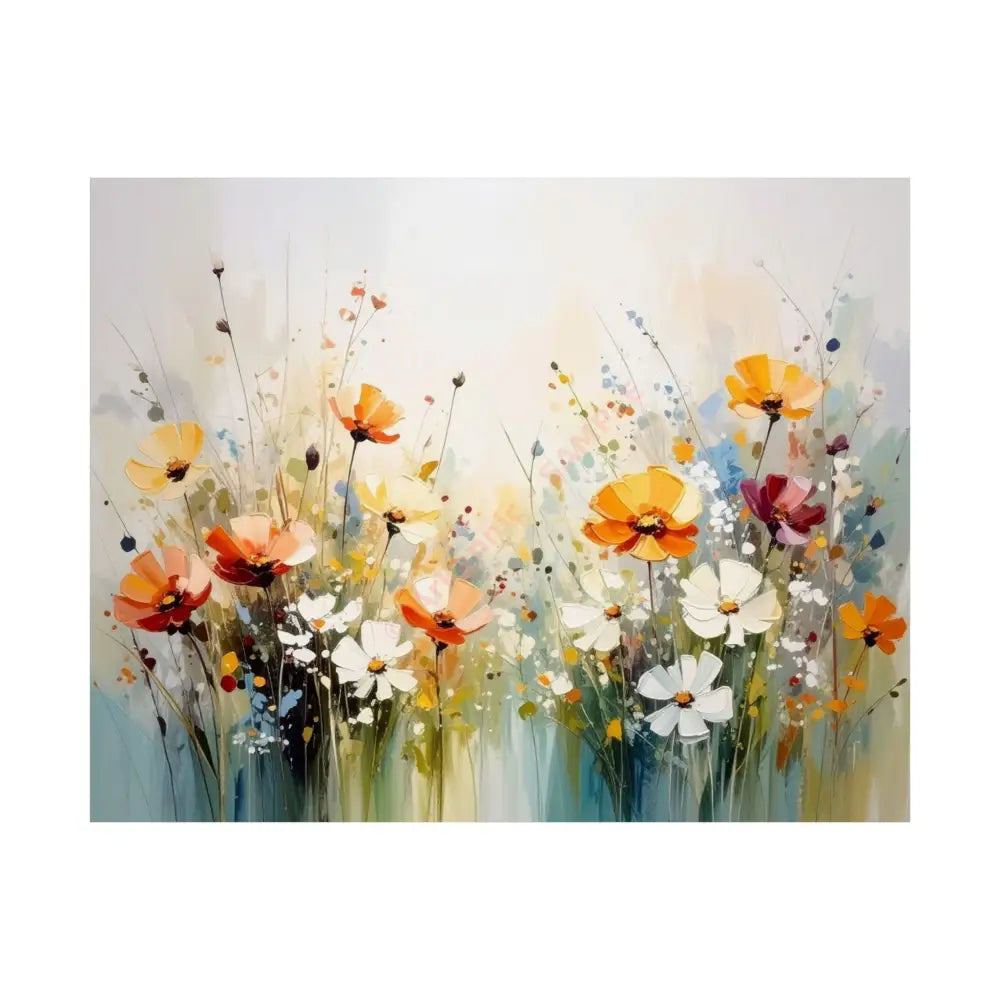 Wildflower Symphony: Poppy Meadow in Bloom Impressionist Watercolor Landscape Poster 14″ x 11″ Poster