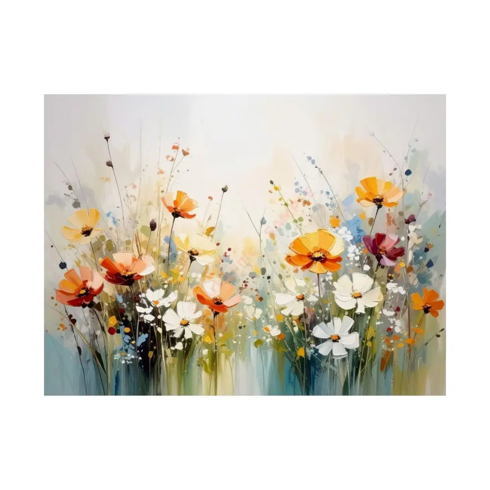 Wildflower Symphony: Poppy Meadow in Bloom Impressionist Watercolor Landscape Poster 24″ x 18″ Poster