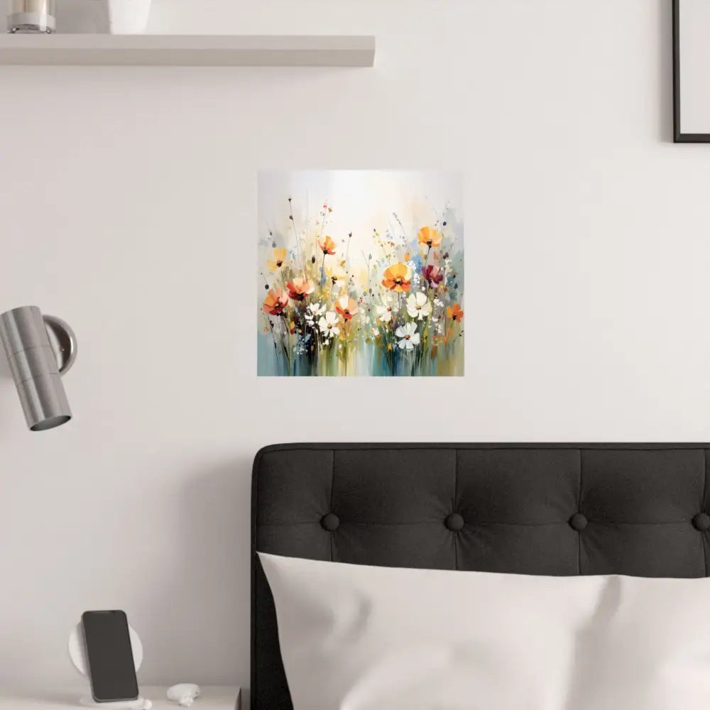 Wildflower Symphony: Poppy Meadow in Bloom Impressionist Watercolor Landscape Poster Poster