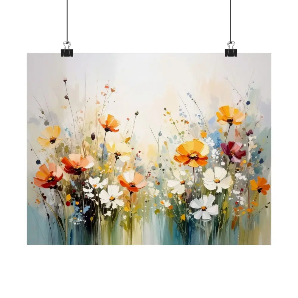 Wildflower Symphony: Poppy Meadow in Bloom Impressionist Watercolor Landscape Poster Poster