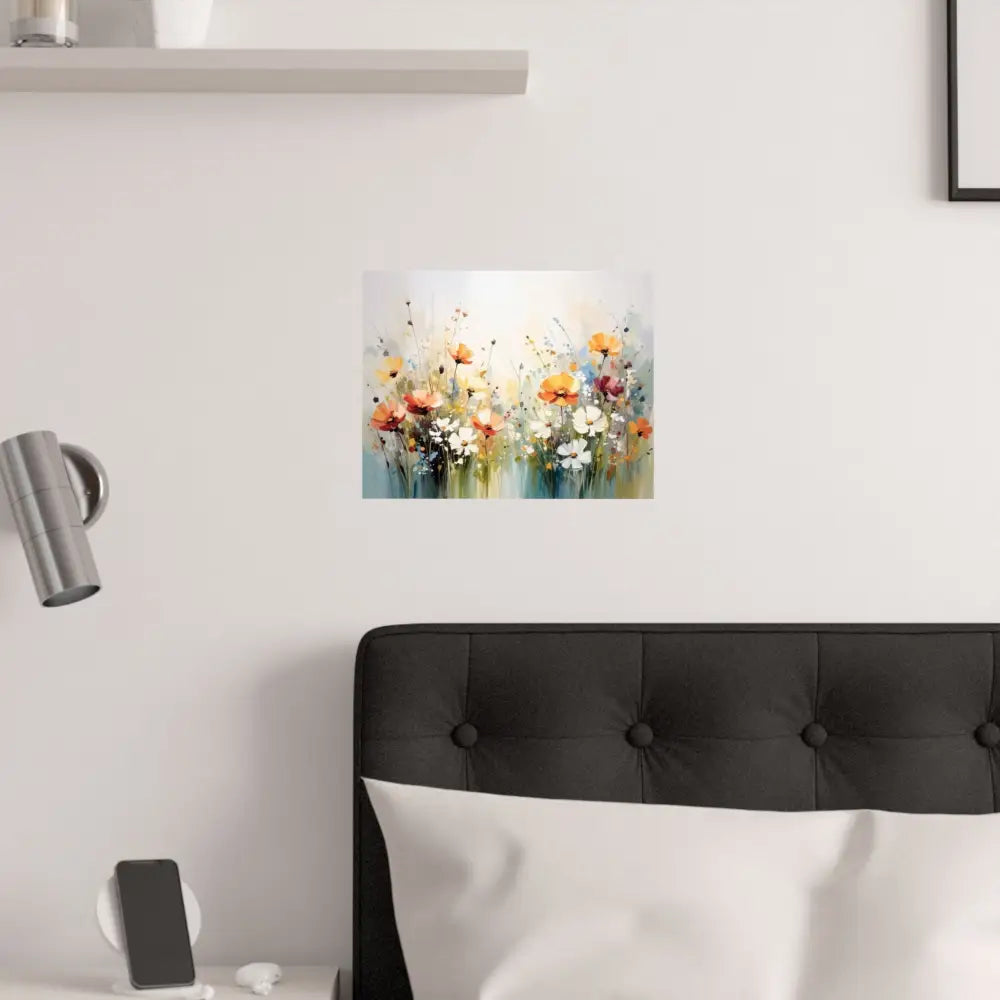 Wildflower Symphony: Poppy Meadow in Bloom Impressionist Watercolor Landscape Poster Poster
