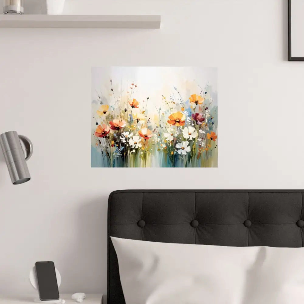 Wildflower Symphony: Poppy Meadow in Bloom Impressionist Watercolor Landscape Poster Poster