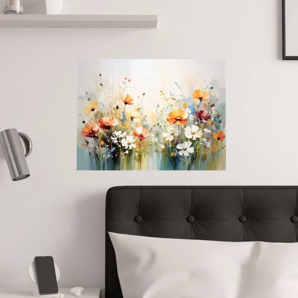 Wildflower Symphony: Poppy Meadow in Bloom Impressionist Watercolor Landscape Poster Poster
