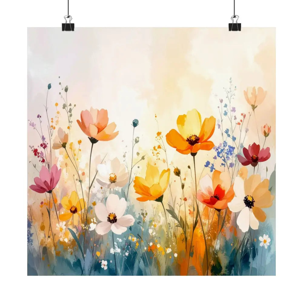 Wildflower Symphony: Summer Meadow in Bloom Luminous Watercolor Landscape Poster Poster