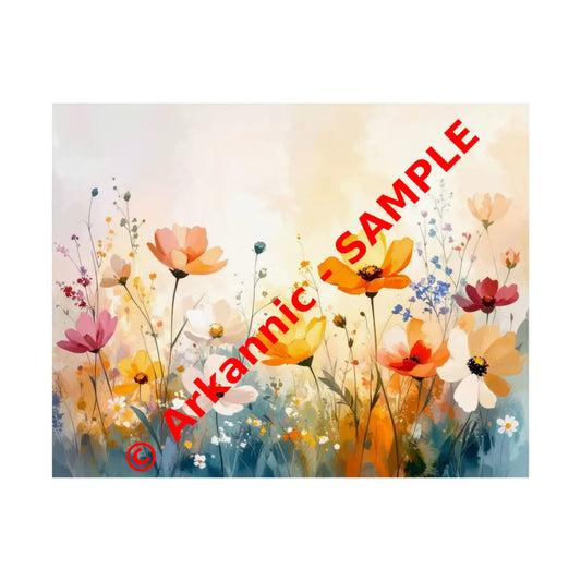 Wildflower Symphony: Summer Meadow in Bloom Luminous Watercolor Landscape Poster 14″ x 11″ Poster