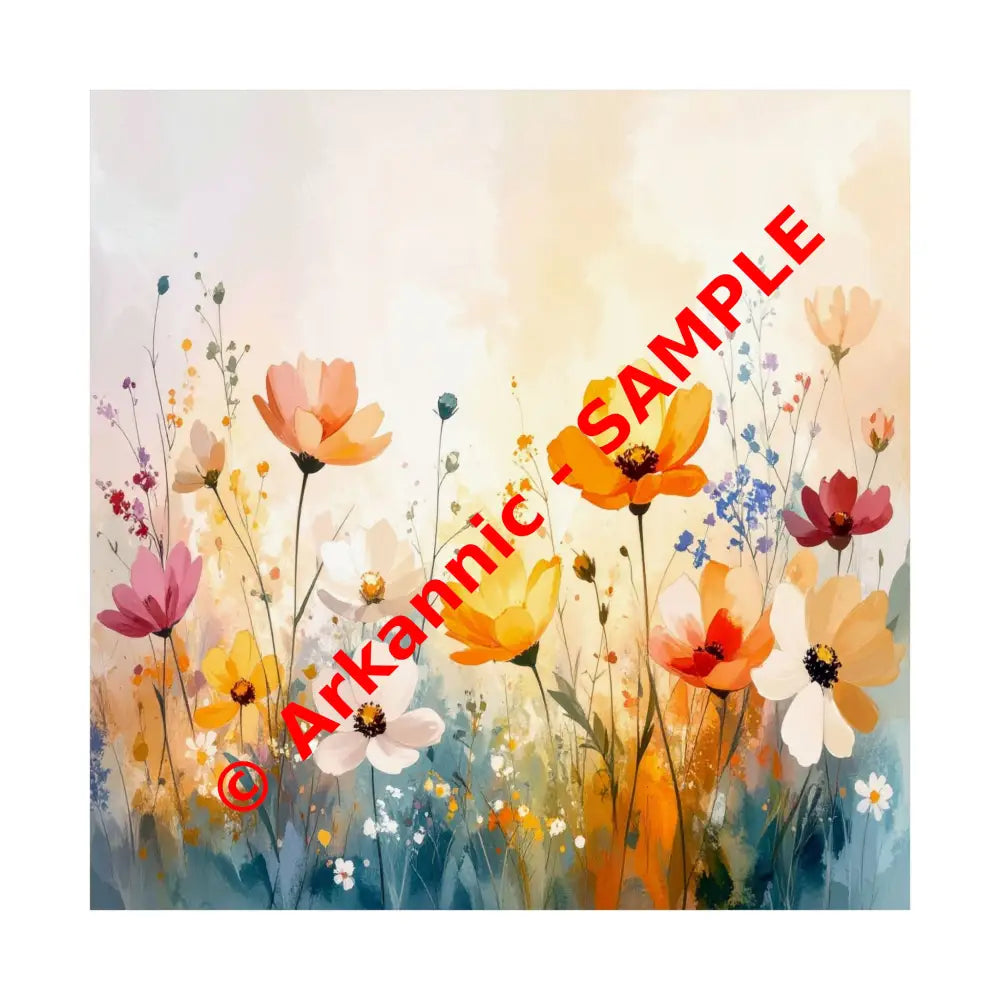 Wildflower Symphony: Summer Meadow in Bloom Luminous Watercolor Landscape Poster 14’’ x 14’’ Poster