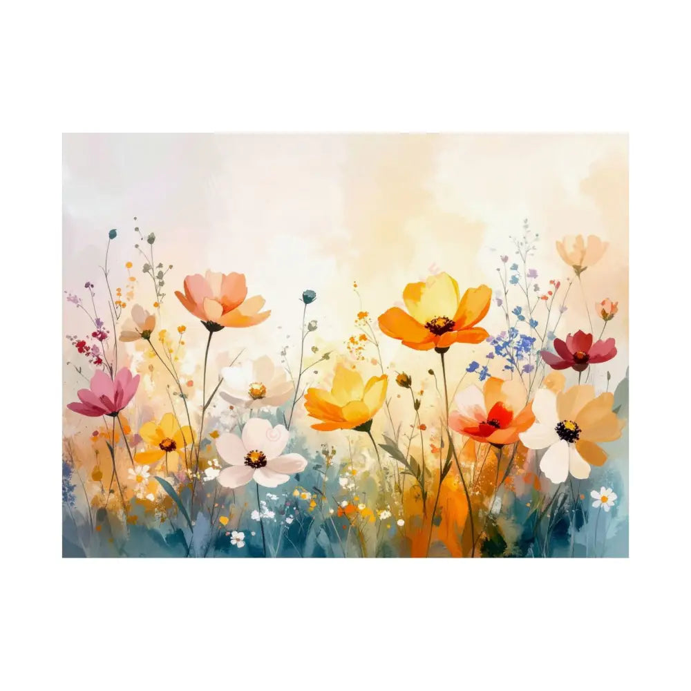 Wildflower Symphony: Summer Meadow in Bloom Luminous Watercolor Landscape Poster 24″ x 18″ Poster