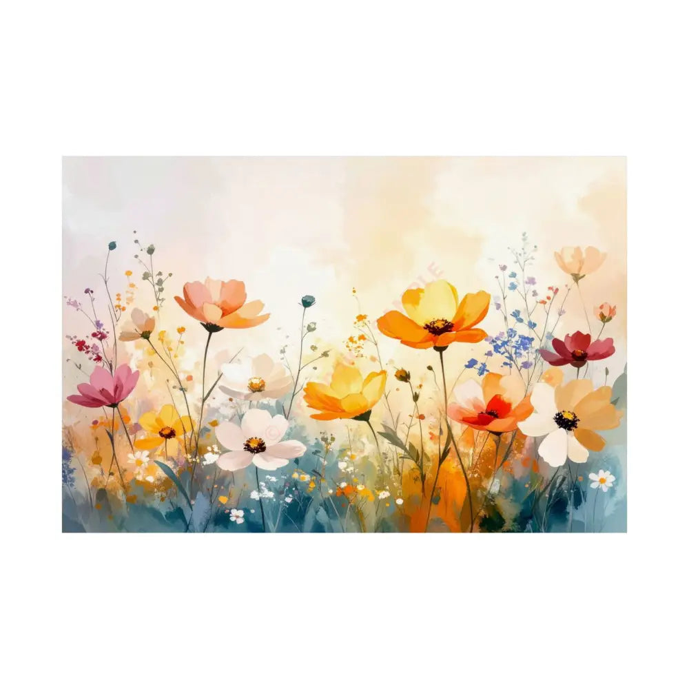Wildflower Symphony: Summer Meadow in Bloom Luminous Watercolor Landscape Poster 36″ x 24″ Poster