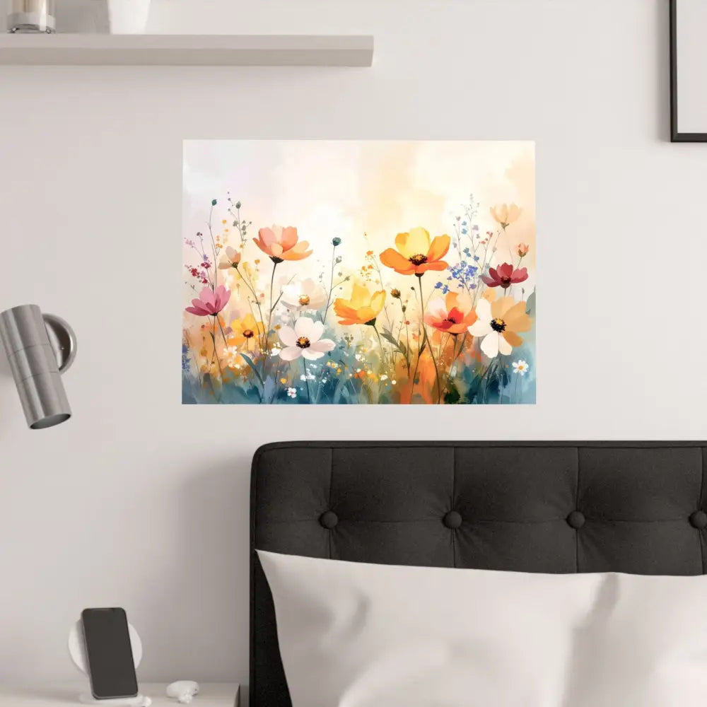 Wildflower Symphony: Summer Meadow in Bloom Luminous Watercolor Landscape Poster Poster