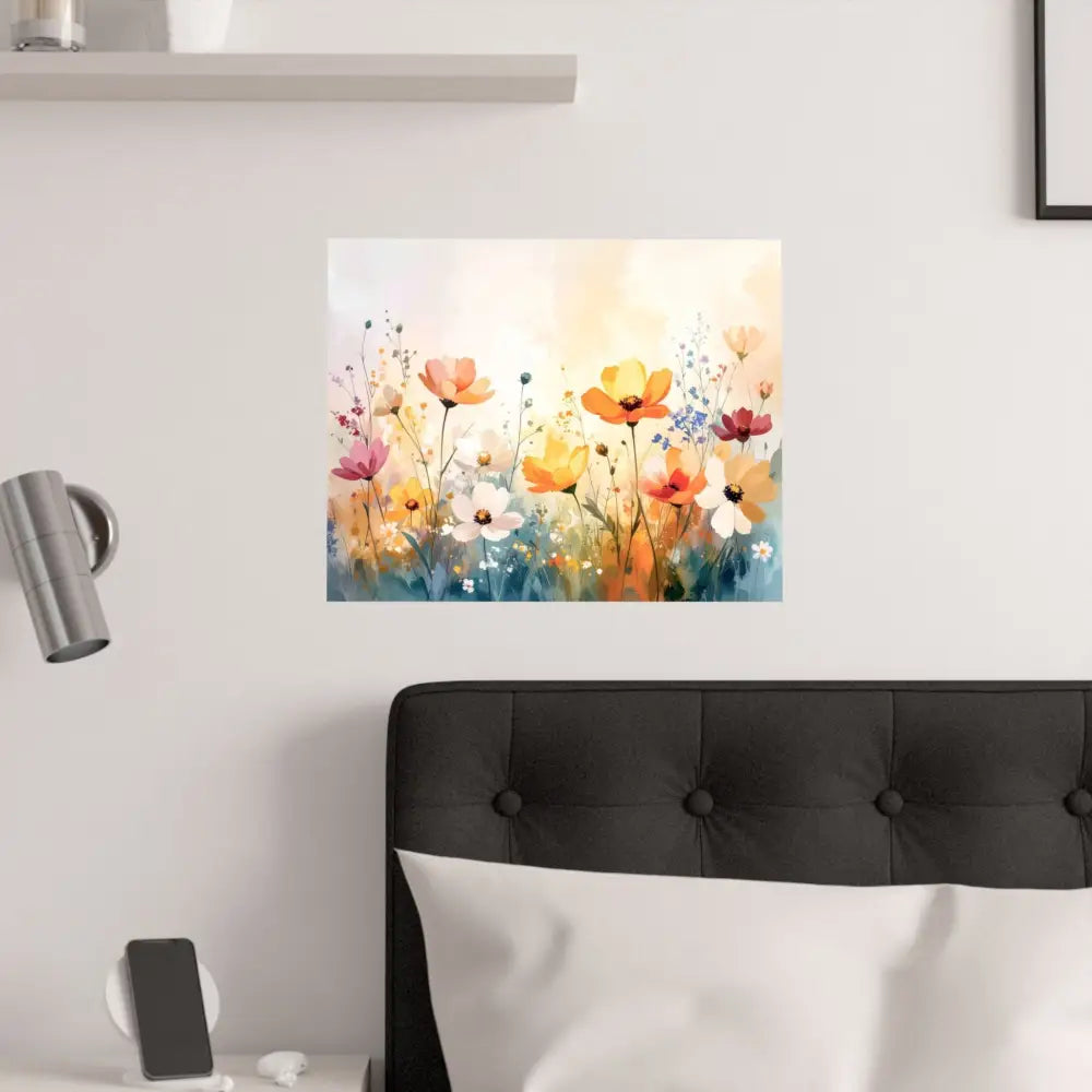 Wildflower Symphony: Summer Meadow in Bloom Luminous Watercolor Landscape Poster Poster