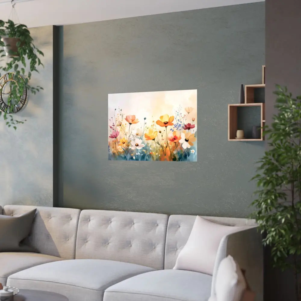 Wildflower Symphony: Summer Meadow in Bloom Luminous Watercolor Landscape Poster Poster