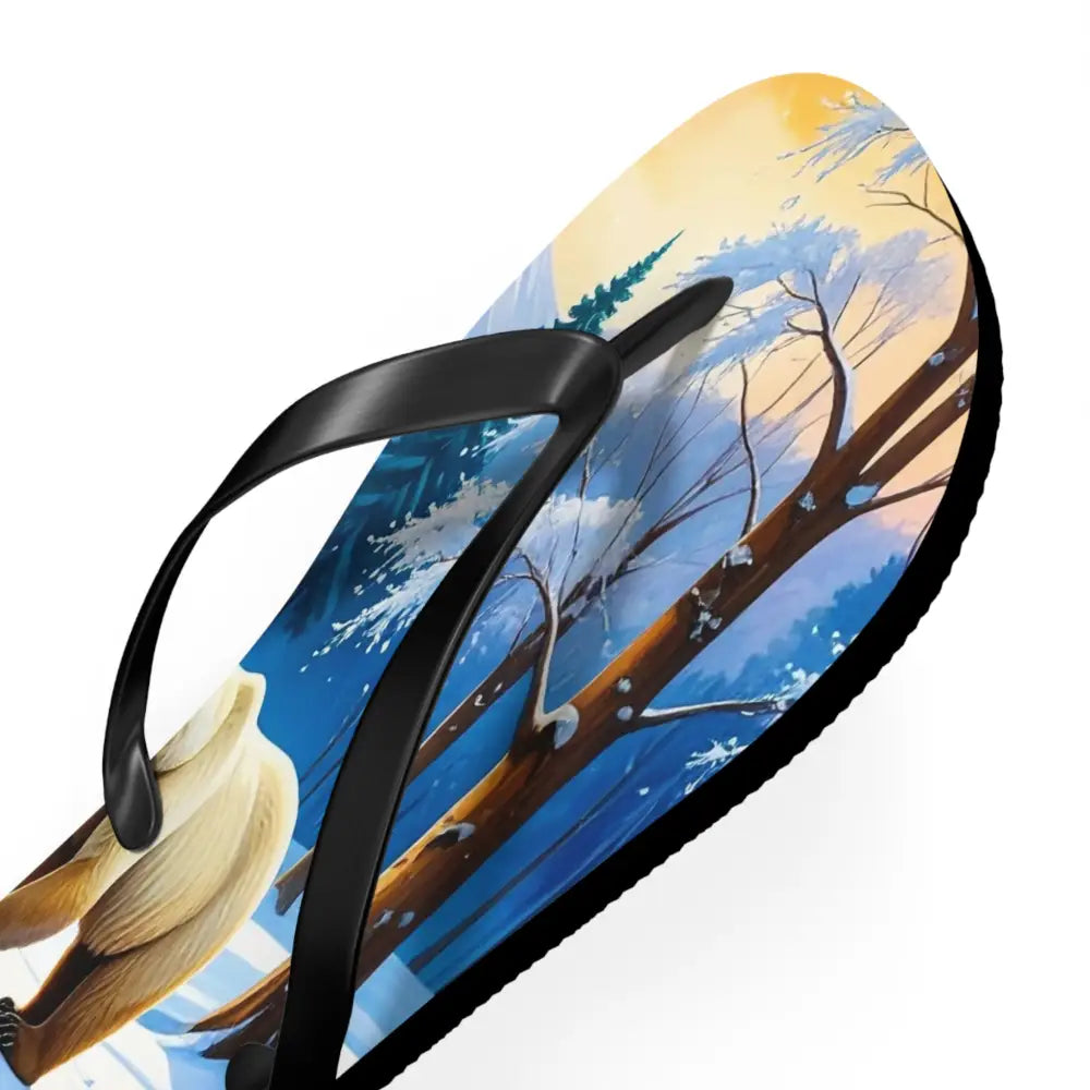 Winter’s Reflection: Majestic Bears in Snow Wilderness Landscape Painting Flip Flop Shoes Shoes